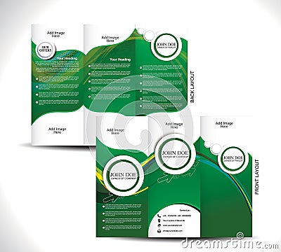 Green Tri Fold Brochure Design Cartoon Illustration