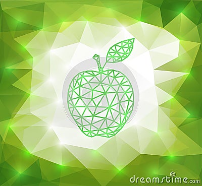 Green triangle apple with background Vector Illustration