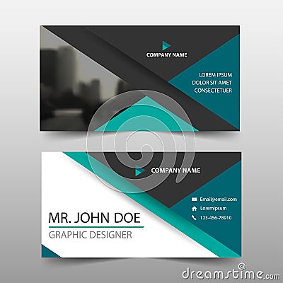 Green triangle corporate business card, name card template ,horizontal simple clean layout design template , Vector Illustration