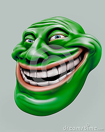 Green trollface. Internet troll 3d illustration Cartoon Illustration