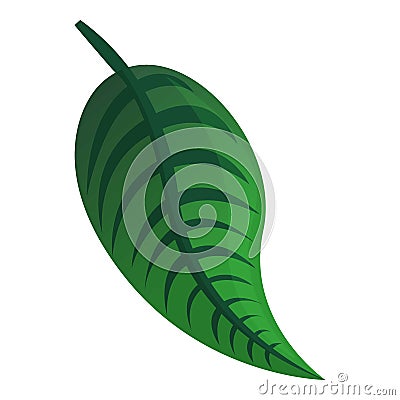 Green tropical leaf icon, cartoon style Vector Illustration