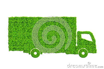 Green truck isolated on white background. Stock Photo