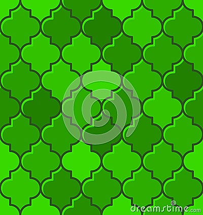Green Turkish Mosque Seamless Tile Pattern. Vector Vector Illustration