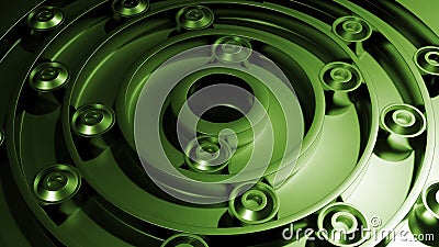 Green and turquoise background of saturated shades. Design. A maze with many roads along which circles made in 3d format Stock Photo