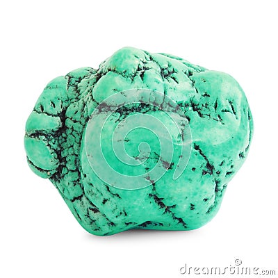 Green turquoise gemstone isolated on white Stock Photo