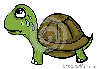 Green turtle crying, illustration, vector Vector Illustration