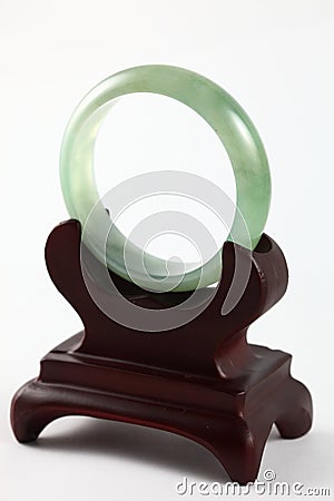 Green Type-A Jade / Jadeite Bracelet Stock Photo