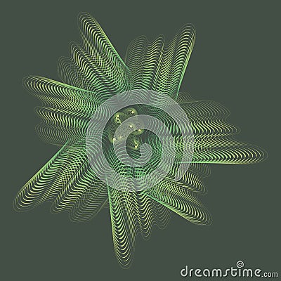 Green underwater linear translucent ghostly iridescent flower Vector Illustration