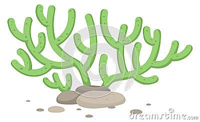 Green underwater plant. Cartoon coral or seaweed icon Vector Illustration