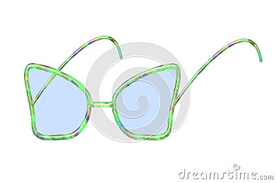 Green unique mother-of-pearl glasses Cartoon Illustration