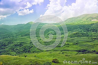 Green Valley. Mountainous terrain, open space landscape. Armenia Stock Photo