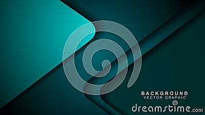 green vector background of geometric triangles overlapping layers on black space for text and background design Vector Illustration