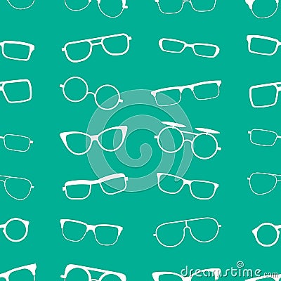 Green vector glasses, sunglasses seamless pattern Vector Illustration