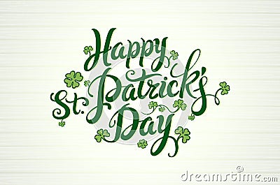 Green Vector Happy Saint Patricks Day design. lettering typography. Hand sketched beer festival badge Vector Illustration