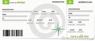 Green vector pattern of a boarding pass ticket Vector Illustration