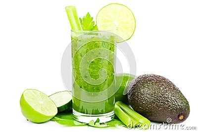 Green vegetable smoothie Stock Photo