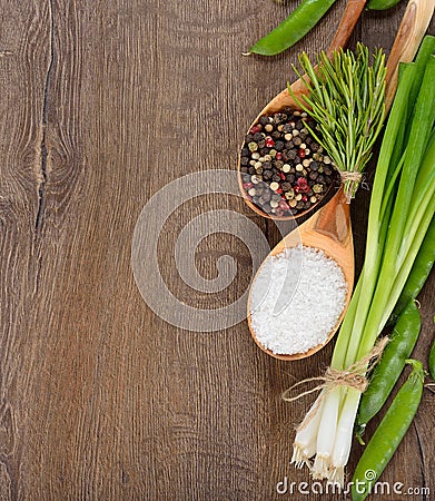 Green vegetables and spices Stock Photo