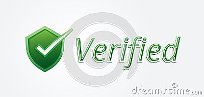 Green Verified Logo badge with Shield Vector Illustration