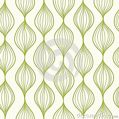 Green vertical ogee seamless pattern background Vector Illustration