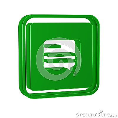 Green Video with subtitles icon isolated on transparent background. Stock Photo