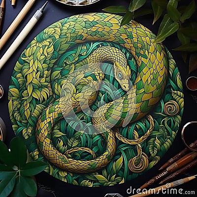 Green Vine Snake in its natural habitat Stock Photo