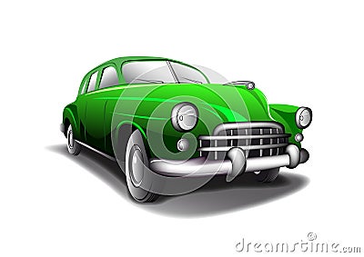 Green vintage car Vector Illustration