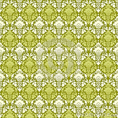 Green vintage Paisley damask wallpaper Stock Photo