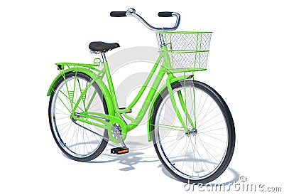 Green Vintage Style Bicycle Cartoon Illustration