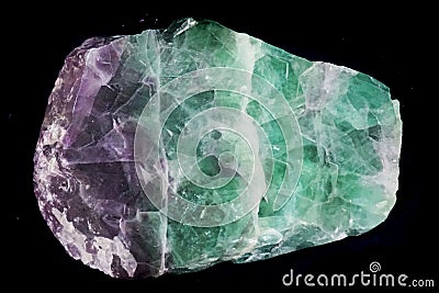 green and violet fluorite mineral isolated Stock Photo