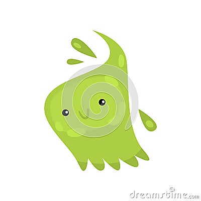 Green viruses or bacteria emoticon character of infection or illness in microbiology against white Vector Illustration