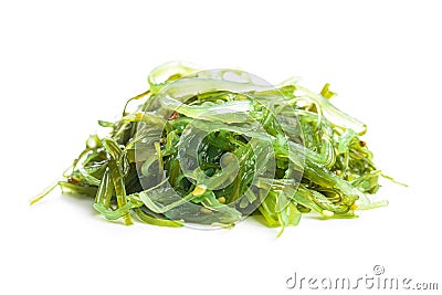 Green wakame. Seaweed salad Stock Photo