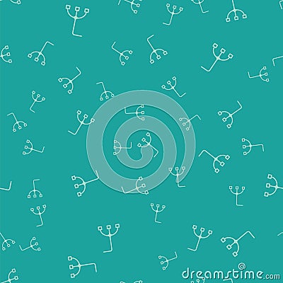 Green Walking stick cane icon isolated seamless pattern on green background. Vector Vector Illustration