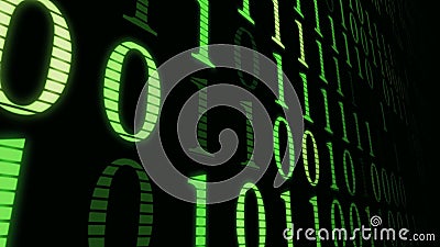 Green wall machine code, numbers matrix blinks computer process background Stock Photo