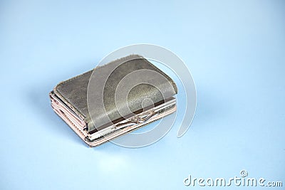Green wallet on table Stock Photo