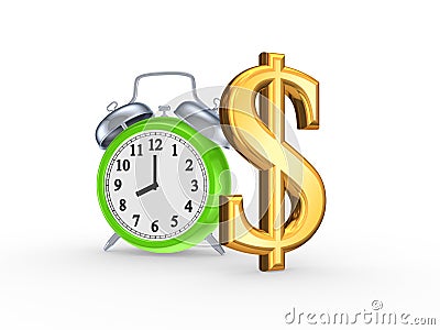 Green watch and sign of dollar. Stock Photo
