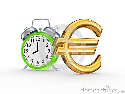 Green watch and sign of euro. Stock Photo