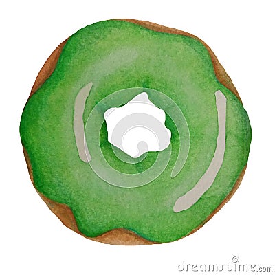 Green watercolor donut Stock Photo