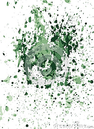 Green watercolor stains on crumpled paper Vector Illustration