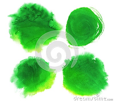 Green watercolor stains Stock Photo