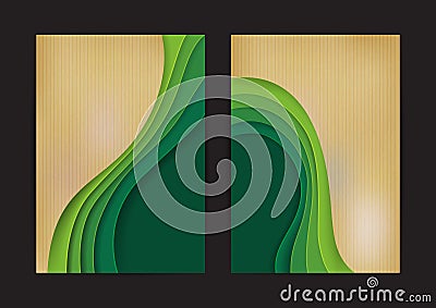 Green wave abstract background paper carve with cardboard Vector Illustration