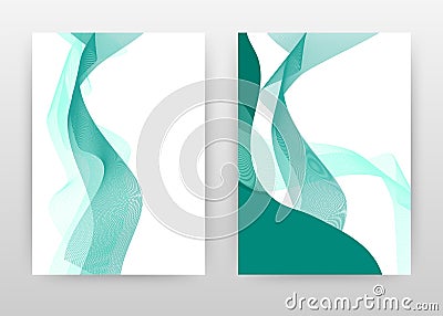 Green waved lines design for annual report, brochure, flyer, poster. Green textured waved lines background vector illustration for Vector Illustration