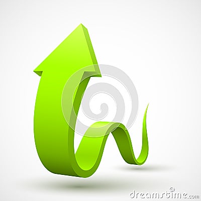 Green wavy arrow 3D Vector Illustration