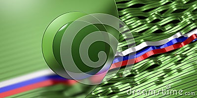 Green wavy ribbon with russian flag. 3D illustration Cartoon Illustration