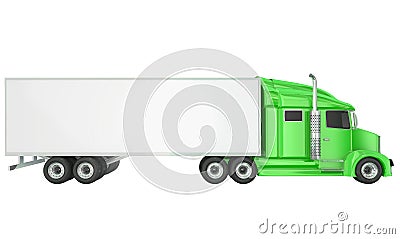 Green 18 Wheeler Class 8 Truck Blank Copy Space Trailer Stock Photo