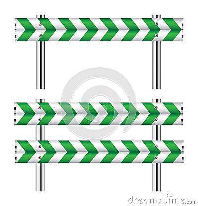 Green and white construction barricade Vector Illustration