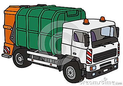 Green and white dustcart Vector Illustration