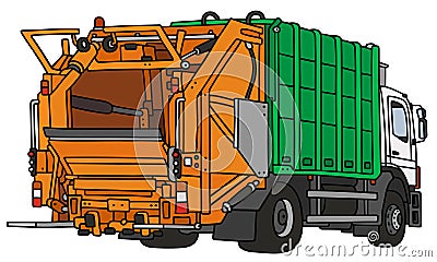 Green and white dustcart Vector Illustration