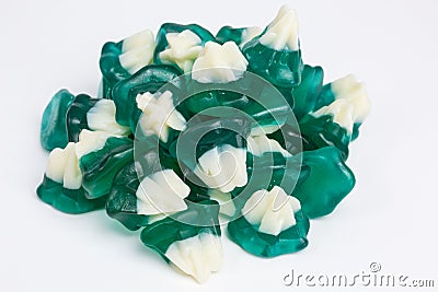 Green and white iceberg gummy candy Stock Photo