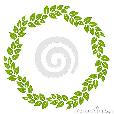 Green and white leaves circle frame, vector illustration Vector Illustration