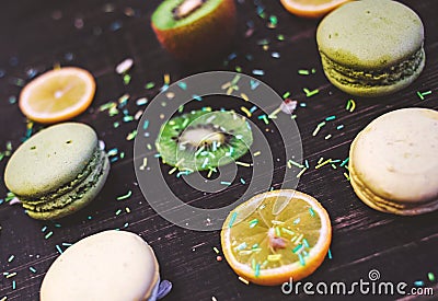 Green and white macaroons Stock Photo